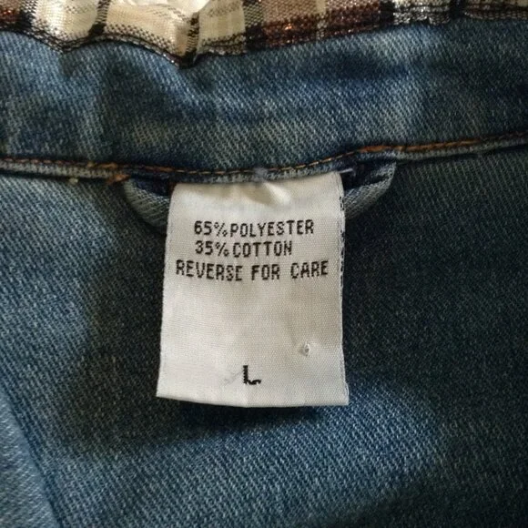 Unknown Junior "L" Denim Jacket/Flannel trim Western Chic Rodeo ready Equestrian - Picture 3 of 4